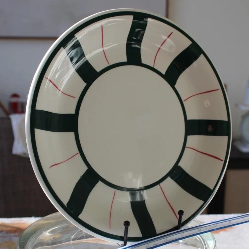 Furio Italy Large 12 inch Serving‎ Plate Platter Green Red Striped Ceramic